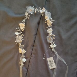 Floral Beaded Headband with White Flowers